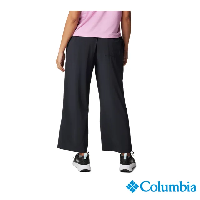 【Columbia 哥倫比亞 官方旗艦】女款-Boundless Beauty™UPF30防潑寬版長褲-黑色(UAR52530BK/IS)