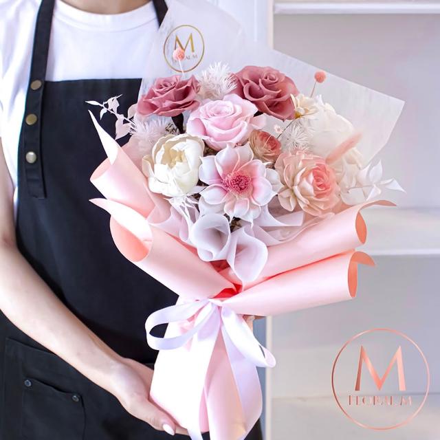 【Floral M】絲卡洛特永生花束(乾燥花/情人節花束/告白禮物/玫瑰花束/求婚/永生花/花禮)