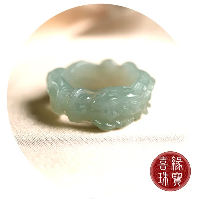 【喜緣玉品】天然翡翠祥龍獻瑞戒指(美圍11)