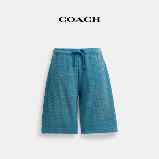 COACH 官方直營刷舊短褲-淺藍色(CJ887)