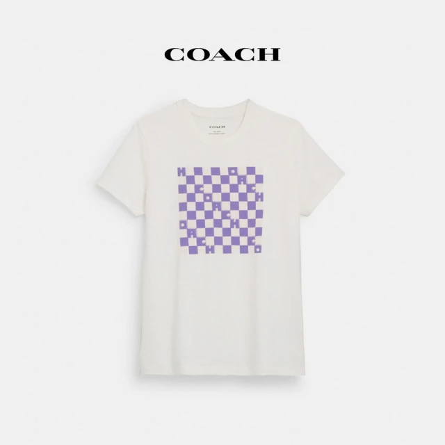 COACH 官方直營棋盤格棉質T恤-白色(CR901)