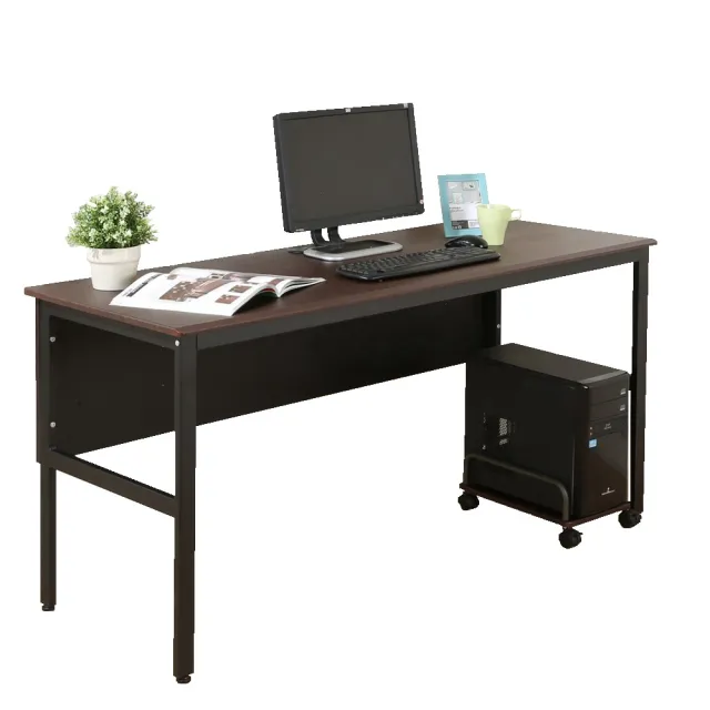 【DFhouse】頂楓150公分電腦桌+主機架-黑橡木色