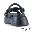 【TAS】羊皮澎澎舒適厚底拖鞋(黑色)