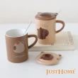 【Just Home】水豚君陶瓷360ml馬克杯3件組-附杯蓋及湯匙(馬克杯/陶瓷杯/杯子)