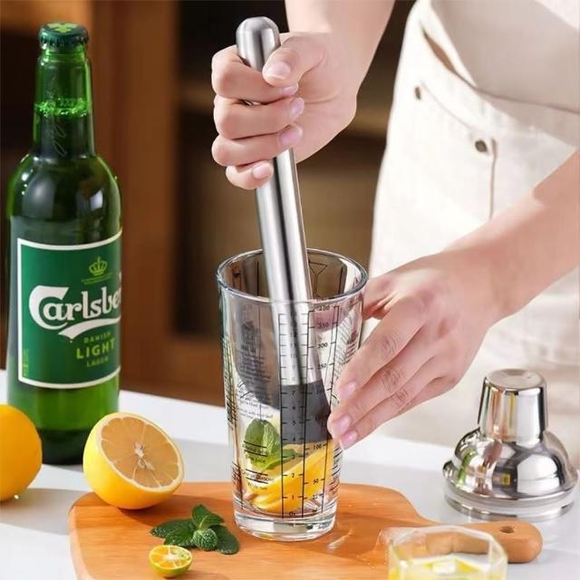 【Dagebeno荷生活】不鏽鋼水果擠壓棒 雪克杯手搖飲料調制棒(中號1入)