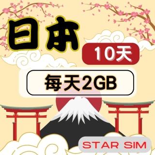 【星光卡 STAR SIM】日本上網卡10天 每天2GB 高速流量吃到飽(旅遊上網卡 日本 網卡 日本網路)