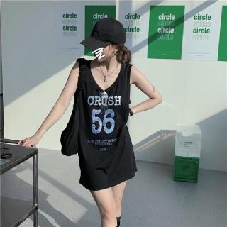 【ONEY 歐妮】★舒適無袖外穿家居中長版T恤(女上衣/短袖/休閒)
