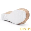 【ORIN】造型縫線羊皮坡跟厚底拖鞋(米色)