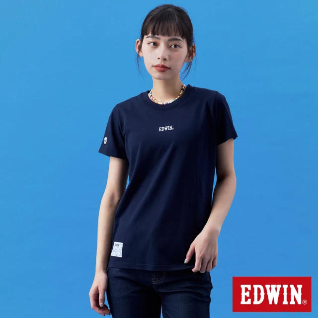 EDWIN 江戶勝 女裝 書法富士短袖T恤(丈青色)好評推薦