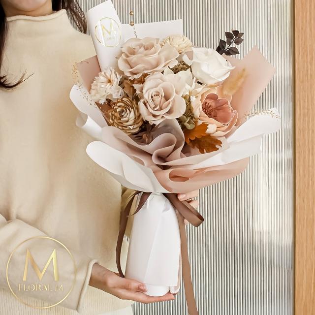 【Floral M】經典海鹽太妃糖永生花束(乾燥花/情人節花束/告白禮物/玫瑰花束/求婚/永生花/花禮)