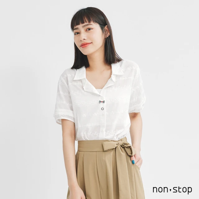 【non-stop】質感蕾絲緹花襯衫-1色