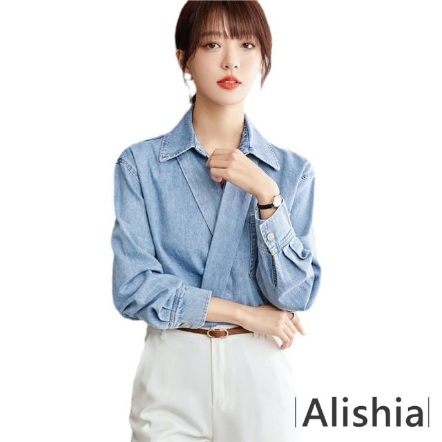 【Alishia】經典復古設計休閒寬鬆牛仔翻領襯衫 S-XL(現+預 藍色)