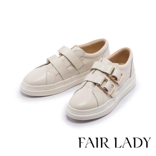 【FAIR LADY】軟實力 質感雙帶厚底休閒鞋(月光白、502841)