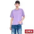 【EDWIN】女裝 BT21拼貼牛仔紋短袖T恤(灰紫色)