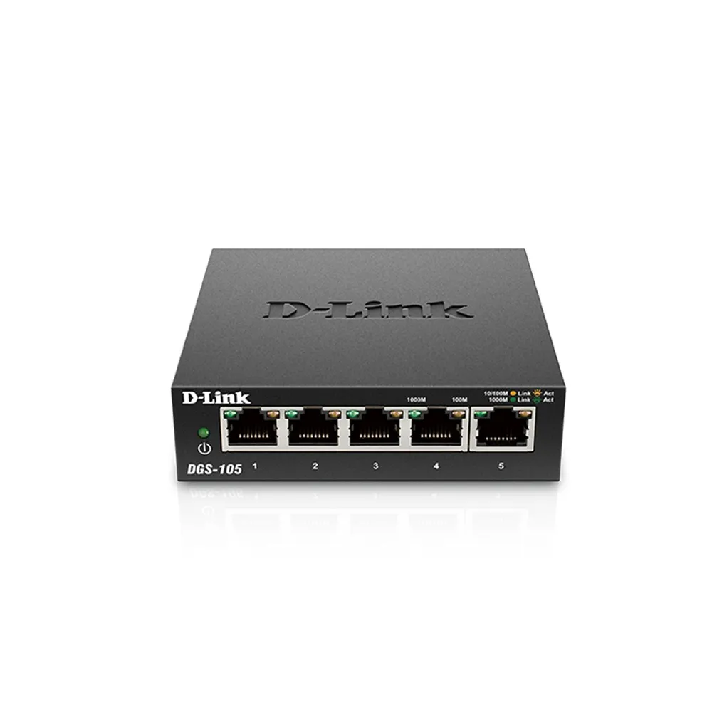 【D-Link】DGS-105 台灣製造 5埠 Gigabit 桌上型10/100/1000BASE-T 超高速乙太網路交換器 金屬外殼