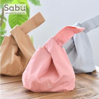 【SABU HIROMORI】淡色銀離子塗層和風小花刺繡三角便當提袋/野餐袋(精緻小巧 防漏 日系 日式)