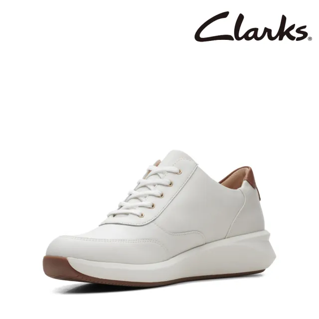 【Clarks】女鞋Un Rio Zip 微尖頭金屬側拉鏈休閒鞋 小白鞋(CLF67372C)