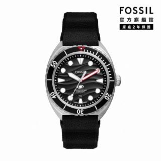 【FOSSIL 官方旗艦館】Breaker 經典黑潮潛水手錶 黑色矽膠錶帶 42MM FS6062