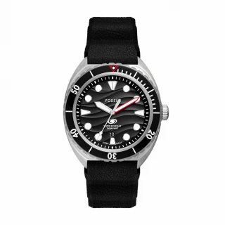 【FOSSIL 官方旗艦館】Breaker 經典黑潮潛水手錶 黑色矽膠錶帶 42MM FS6062