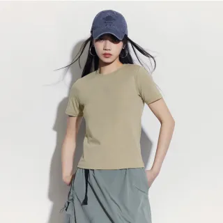 【GAP】女裝 Logo羅紋圓領短袖T恤-卡其色(476750)