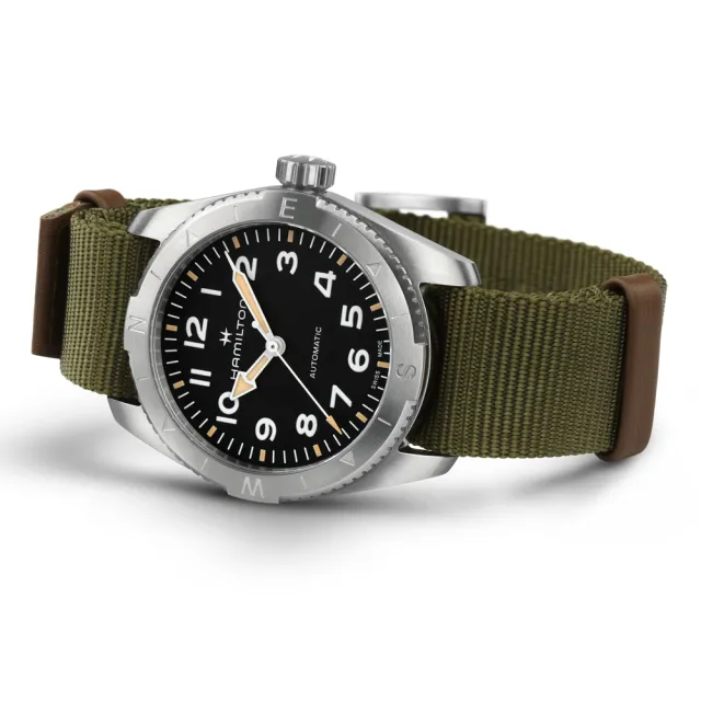 【HAMILTON 漢米爾頓】卡其陸戰遠征 Expedition 腕錶 37mm(自動上鍊 中性 NATO帶 H70225931)