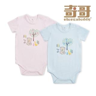 【奇哥官方旗艦】Chic a Bon 嬰幼童裝 歡樂莊園短袖側開內衣兔裝/包屁衣-冰淇淋紗(6-24個月)