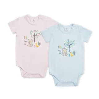 【奇哥】Chic a Bon 嬰幼童裝 歡樂莊園短袖側開內衣兔裝/包屁衣-冰淇淋紗(6-24個月)