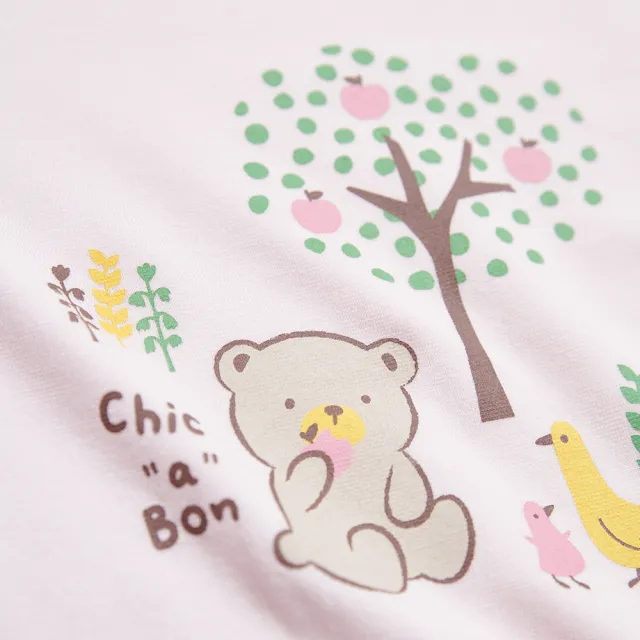 【奇哥官方旗艦】Chic a Bon 嬰幼童裝 歡樂莊園短袖側開內衣兔裝/包屁衣-冰淇淋紗(6-24個月)