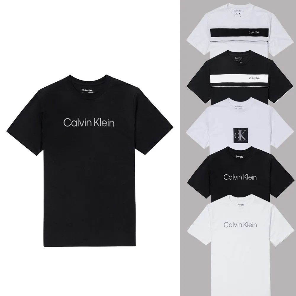 【Calvin Klein 凱文克萊】CK 經典刺繡文字圖案短袖T恤 上衣-多色組合(平輸品/舒適經典/春夏必備)