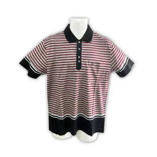 【SaintClair】法國品牌MIT台灣製經典條紋休閒短袖POLO衫-合身版(H2233-28紅灰)