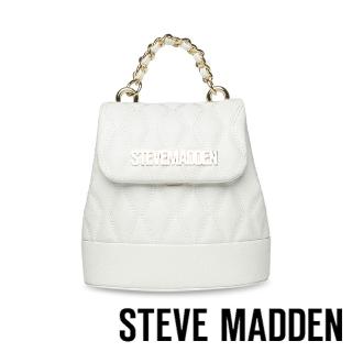 【STEVE MADDEN】BCHERISH 菱格紋鍊條後背包(白色)