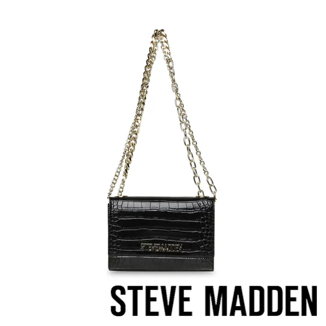 【steve madden】BRAYE 鱷魚壓紋信封鍊條包(黑色)