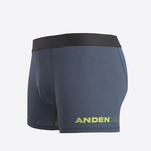 【Anden Hud】男款_吸濕排汗機能系列．長版腰帶平口內褲(湛藍-綠AH)