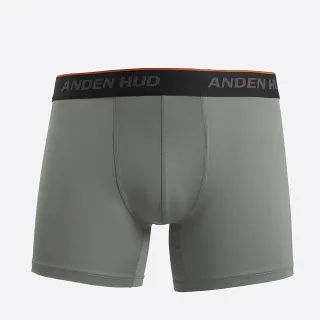 【Anden Hud】男款_吸濕排汗機能系列．長版腰帶平口內褲(杉灰-黑橘邊緊帶)