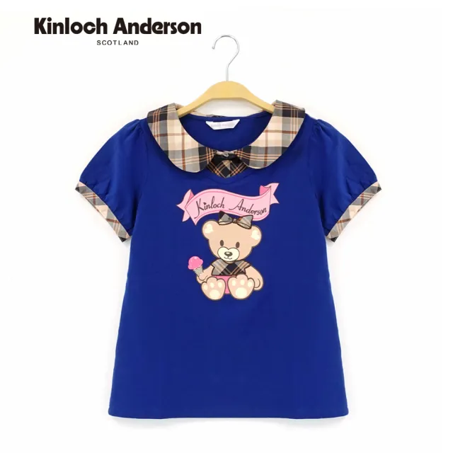 【Kinloch Anderson】格紋小領熊熊短袖上衣 金安德森女裝(KA0555327 藍/黃)