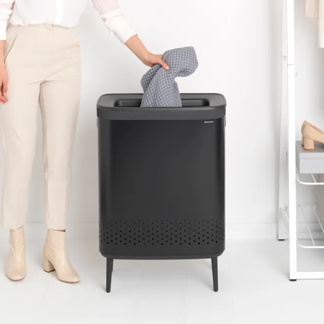 【Brabantia】BO Laundry Bin Hi洗衣桶45L 2分隔(全新款式 純淨白/尊爵黑)