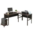【DFhouse】頂楓150+90公分大L型工作桌+主機架+桌上架-白楓木色