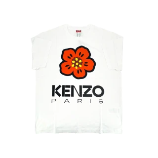 【KENZO】Boke Flower 男款 紅花圓領短袖T恤(白)