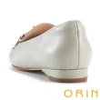 【ORIN】金屬飾釦真皮樂福平底鞋(灰色)