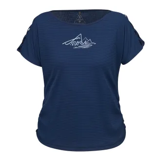 【ATUNAS 歐都納】女款ATUNAS-TEX短袖T恤(A2TS2407W深藍/透氣快乾/防曬抗UV/休閒舒適)