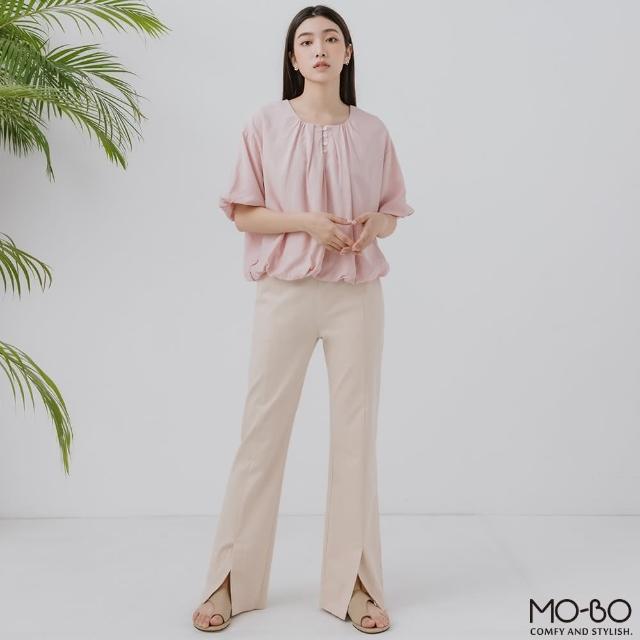 【MO-BO】時髦長腿微喇叭開叉9分長褲