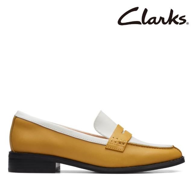 【Clarks】女鞋Yellow Leather經典雙色樂福便士鞋 黃色(CLF70367D)