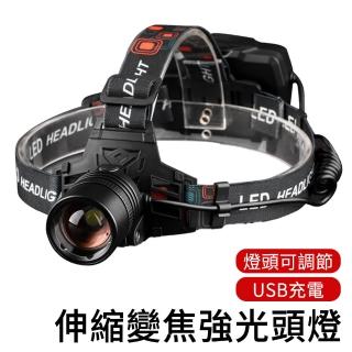 【LUYOO】鋁合金伸縮變焦強光頭燈 LED防水頭燈 頭戴式探照燈 工作頭燈 露營頭燈 登山燈