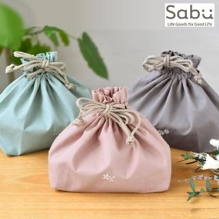 【SABU HIROMORI】日式和風小花刺繡束口便當袋 銀離子塗層 防髒汙 抗潑水(日系 北歐 可愛 3色任選)