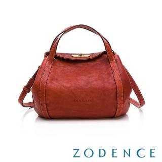 【ZODENCE 佐登司】LUCY義大利植鞣革手提斜背燈籠包(橘紅)