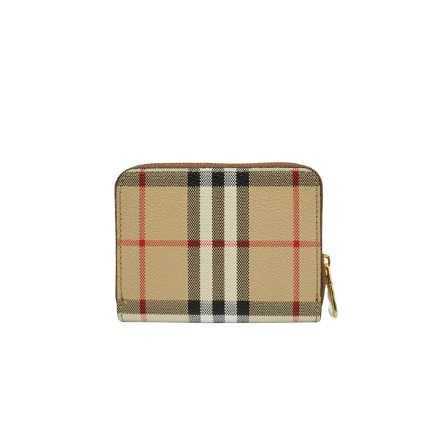 BURBERRY 巴寶莉 Vintage Check 帆布格紋拉鍊零錢包(8070600-米)