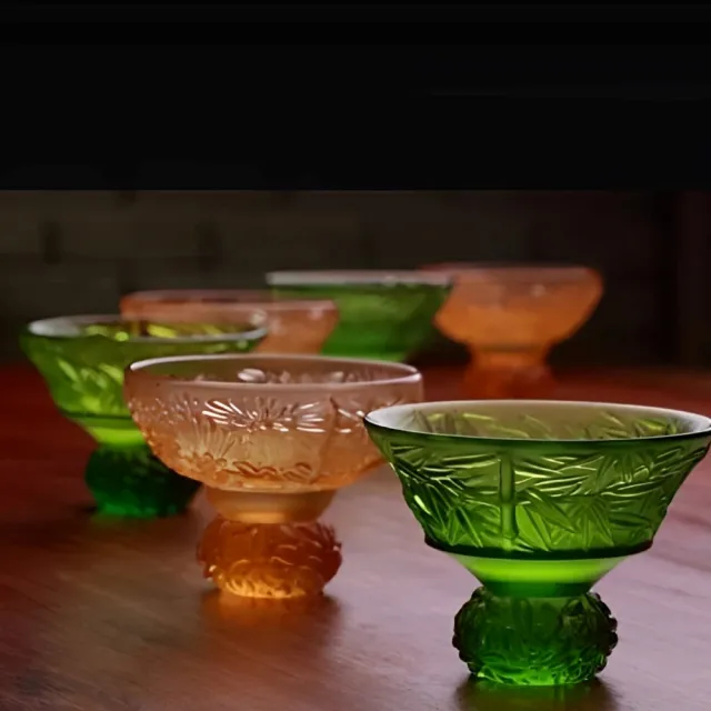 琉璃工房LIVING】四季君子飲蘭君子對杯(生日贈禮/節日贈禮/企業贈禮 