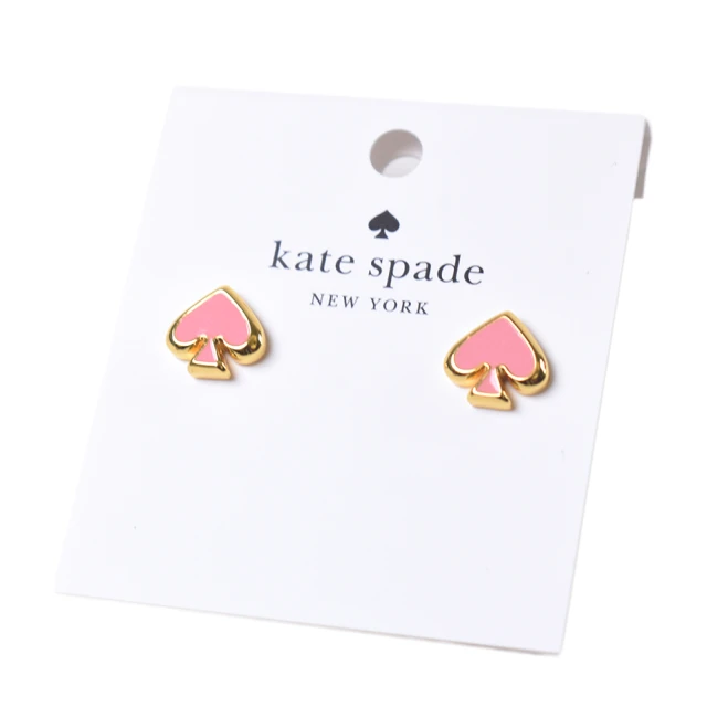 KATE SPADE 琺瑯桃心針式耳環-櫻花粉好評推薦