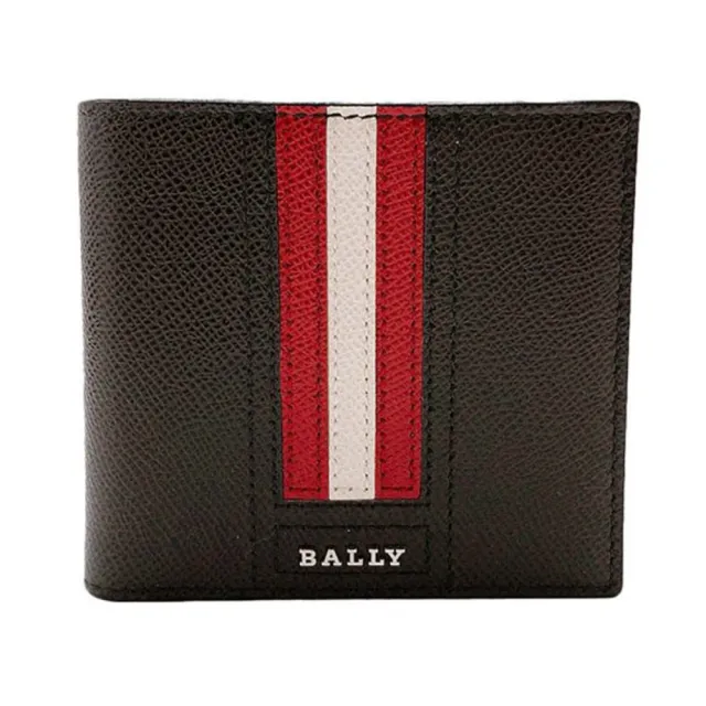 【BALLY】金屬字母LOGO經典八卡條紋牛皮短夾(多色/任選)