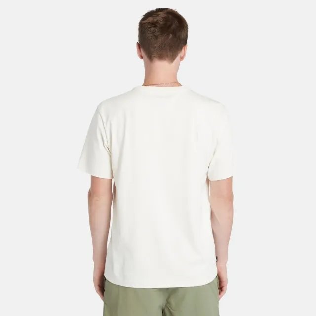 【Timberland】男款白色圖案短袖T恤(A42T5CR3)
